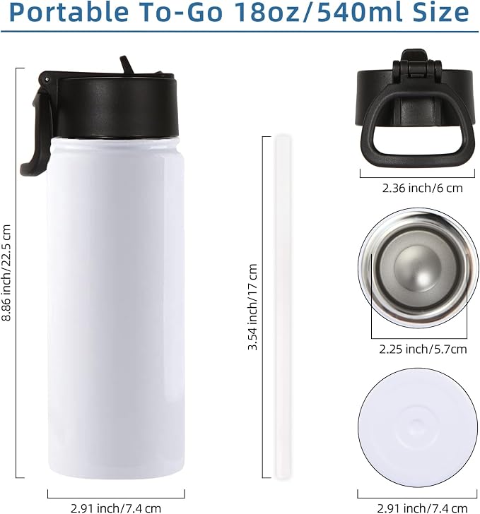 Volhoply 18oz Insulated Water Bottle Bulk 4 Pack, Kids Stainless Steel Water - Image 2
