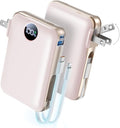 Portable Charger with Built-in Cables & Wall Plug, 10000mAh Power Bank by Unknown