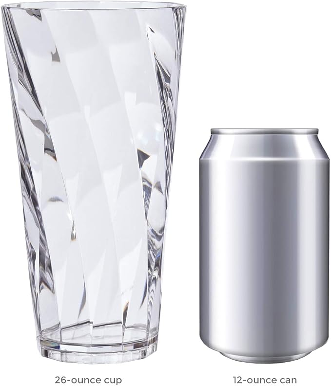 US Acrylic Optix Plastic Reusable Drinking Glasses 26oz Iced-Tea Cups in Clear - Image 6