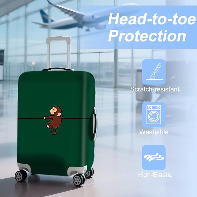 ANNA QUEEN Cute Monkey Travel Luggage Cover-Cartoon Stretchable Airplane - Image 3
