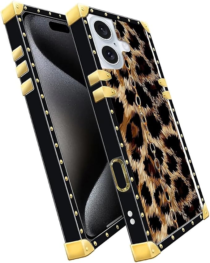 Compatible with iPhone 16 Plus Case, Seamless Gold Chain Leopard Luxury Golden - Image 2