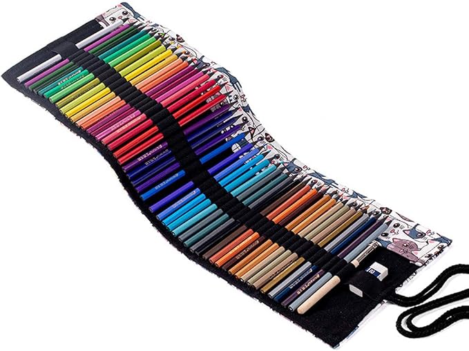 Funny live 24/36/48/72 Slots Colored Pencil Wrap Roll up Pen Holder Case - Image 6