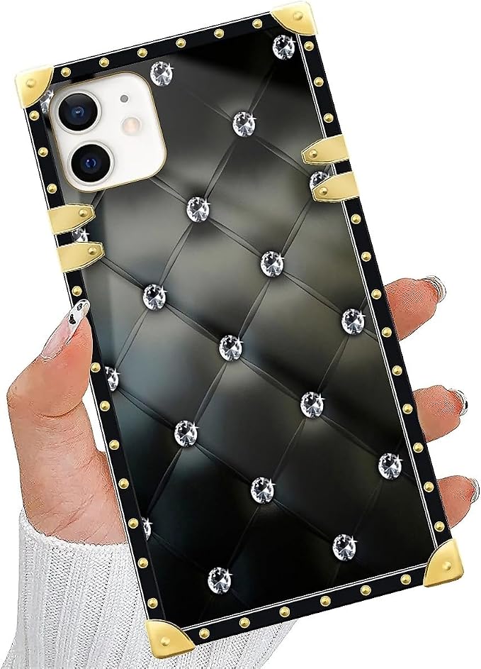 Compatible with iPhone 11 Case, Shiny Black Sofa Crystal Luxury Golden - Image 5