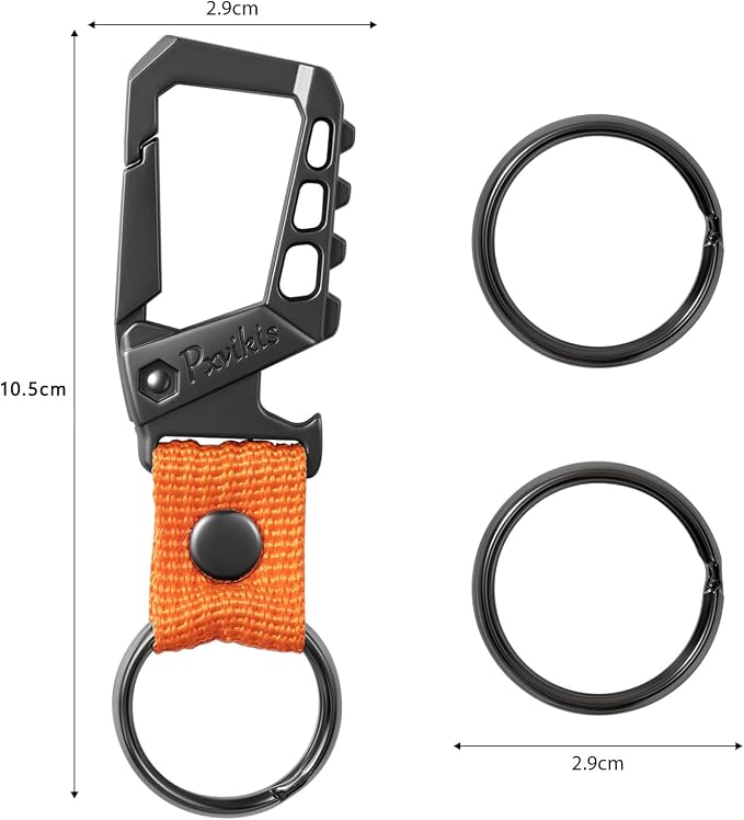 Metal heavy duty key chain carabiner clip bottle opener wrist lanyard ring car - Image 2