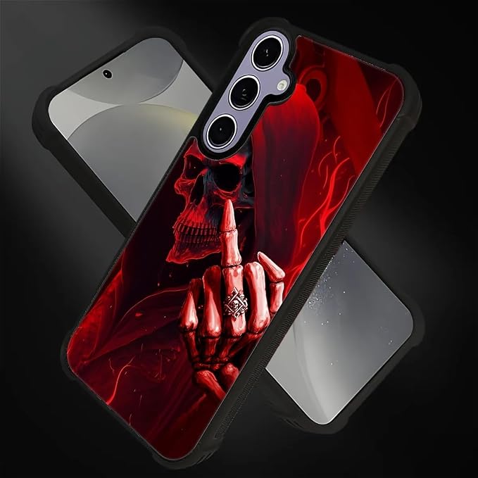 for Samsung Galaxy S24 S25 Case, Gestures Funny Skull Pattern Graphic Design - Image 3