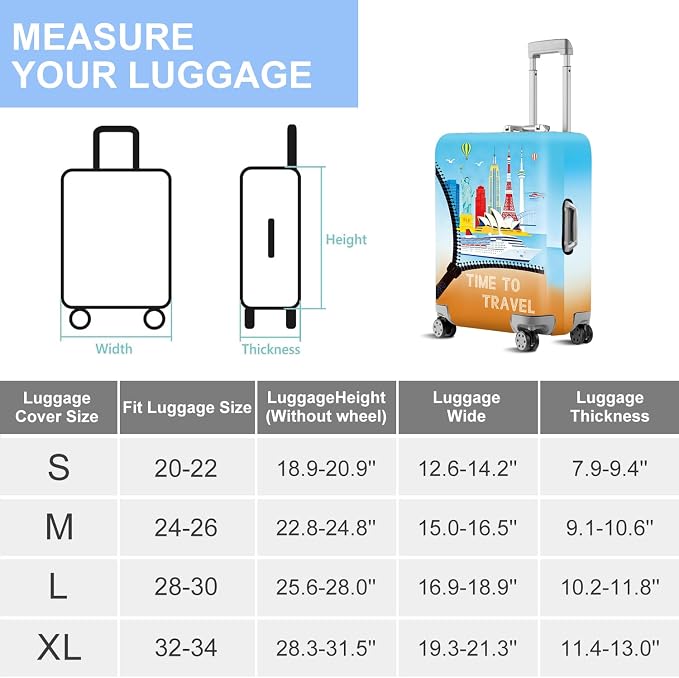 ANNA QUEEN Worldwide Travel Airplane Luggage Cover, Stretchable Suitcase - Image 7