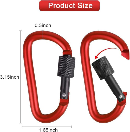 10 Pack Aluminum D Ring Key Rings Clips Locking Carabiner - Image 2