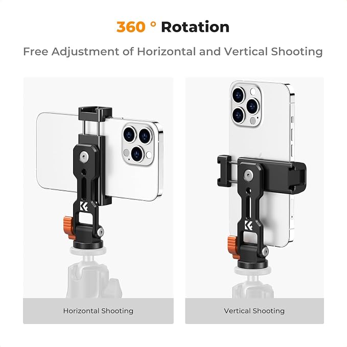 K&F CONCEPT Metal Phone Tripod Mount, Universal Smartphone Stand - Image 5