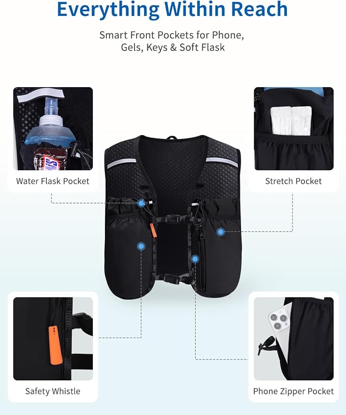 ECOHUB Running Hydration Vest Backpack, Lightweight Hydration Pack Bag Daypack - Image 4
