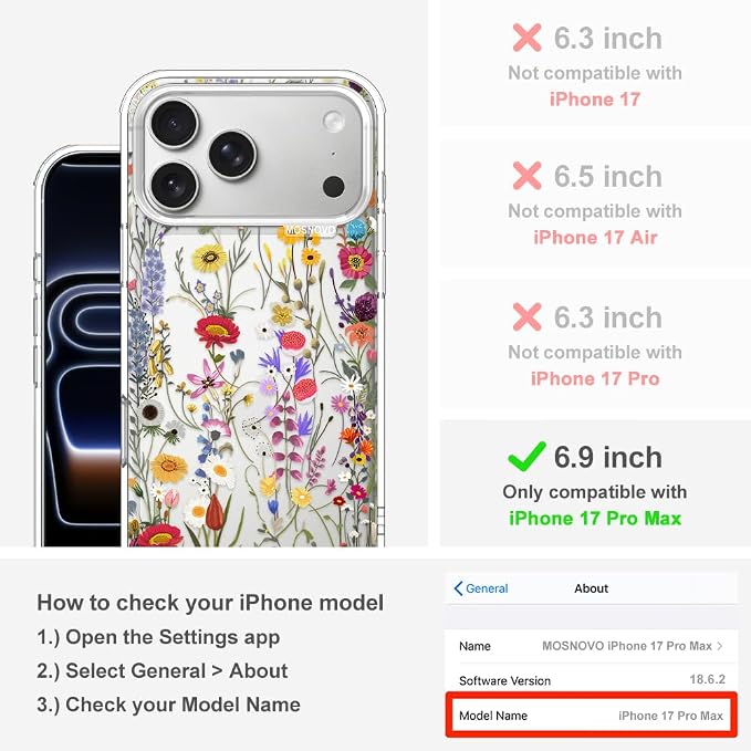 MOSNOVO for iPhone 17 Pro Max Case | Military Grade 6.6ft Drop Tested | Camera - Image 2