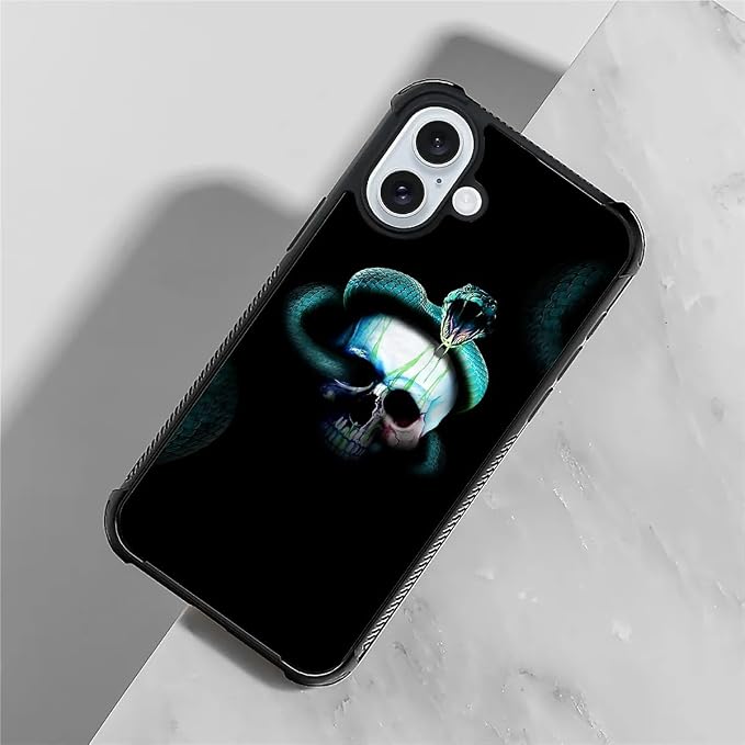 for iPhone 16 Plus Case, Skeleton Winding Snake Pattern Graphic Design Girl Boy - Image 3