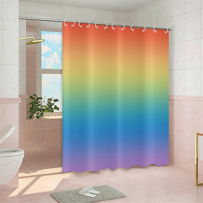 Rainbow Shower Curtain, Children Colorful Rainbow Kid Girls Cute Bathroom - Image 3