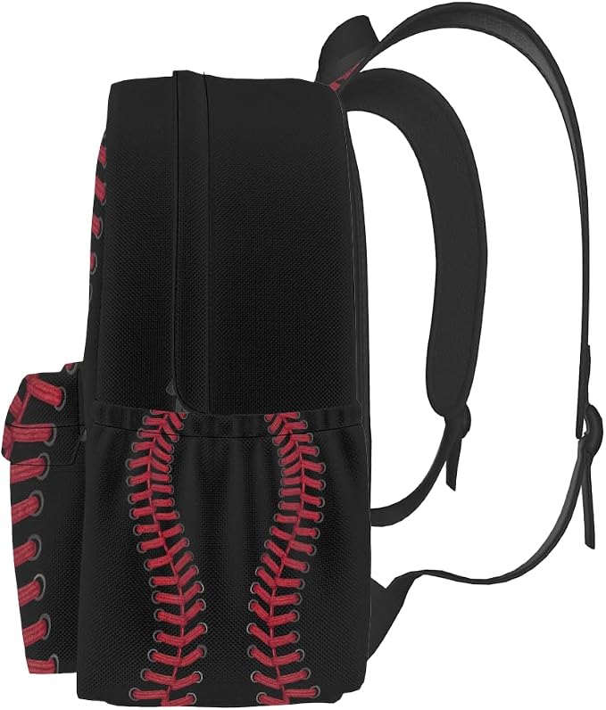 cfpolar 17 Inch Backpack Black Baseball Red Stitches Laptop Bag Shoulder Bag - Image 6