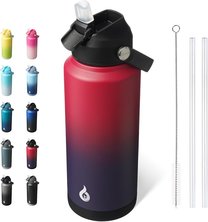 BJPKPK Water Bottle with Straw Lid, 32oz Vacuum Insulated Water Bottles by BJPKPK