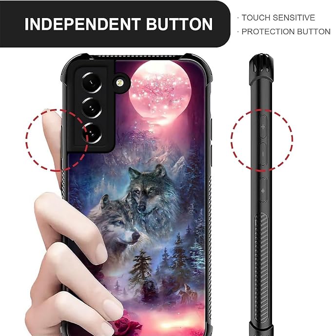 for Samsung Galaxy S21 Plus Case, Star Two Wolfs Howling Pattern Graphic Design - Image 6