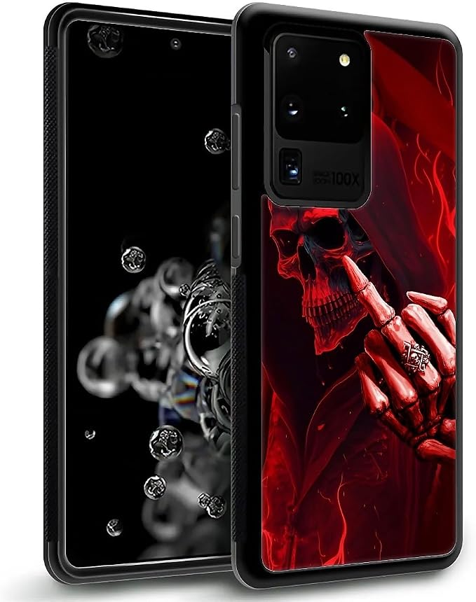 for Samsung Galaxy S20 Ultra Case, Gestures Funny Skull Pattern Graphic Design - Image 2