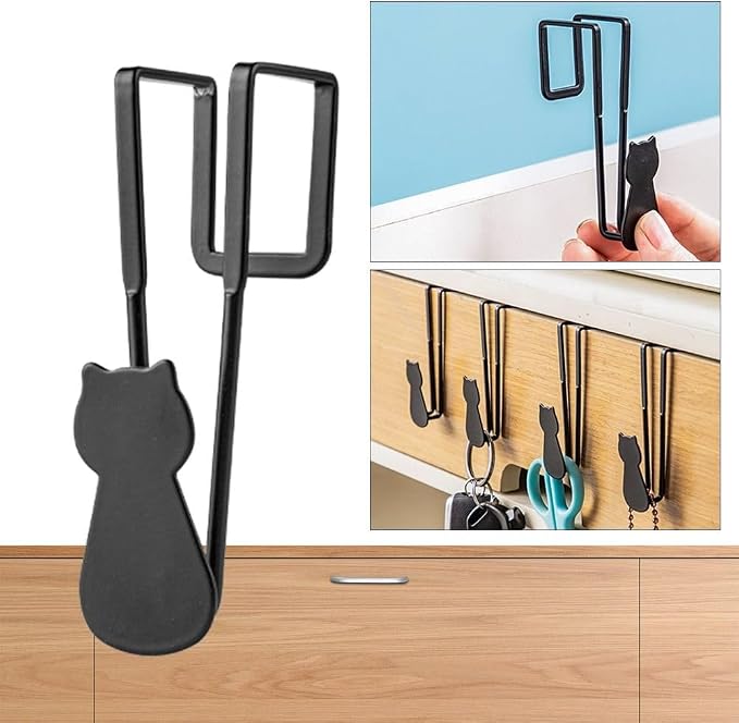 3Pcs- Over Cabinet Door Hooks Iron Decorative Cat Over The Cupboard Drawer - Image 3