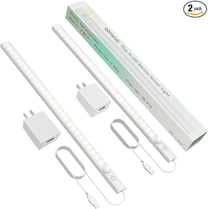 14" Slim USB Plug-in LED Motion Sensor Light Indoor, Bright & Dimmable Under by GreatLightingforGreatLife