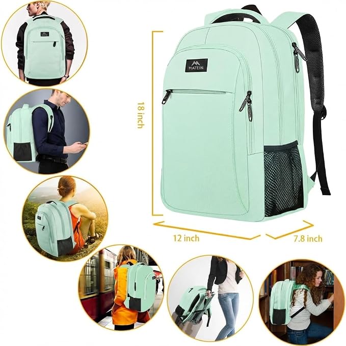 MATEIN Travel Laptop Backpack, 15.6 Inch Computer Backpack, Slim Lightweight - Image 3