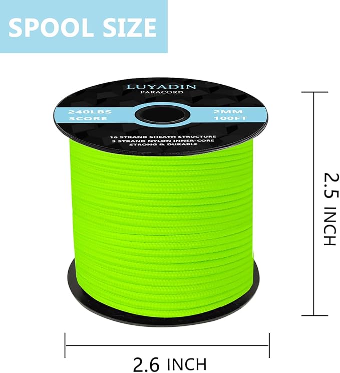 Paracord 240lb - Diameter 2mm Micro Utility Cord -3 Strand Parachute Spool Cord - Image 2
