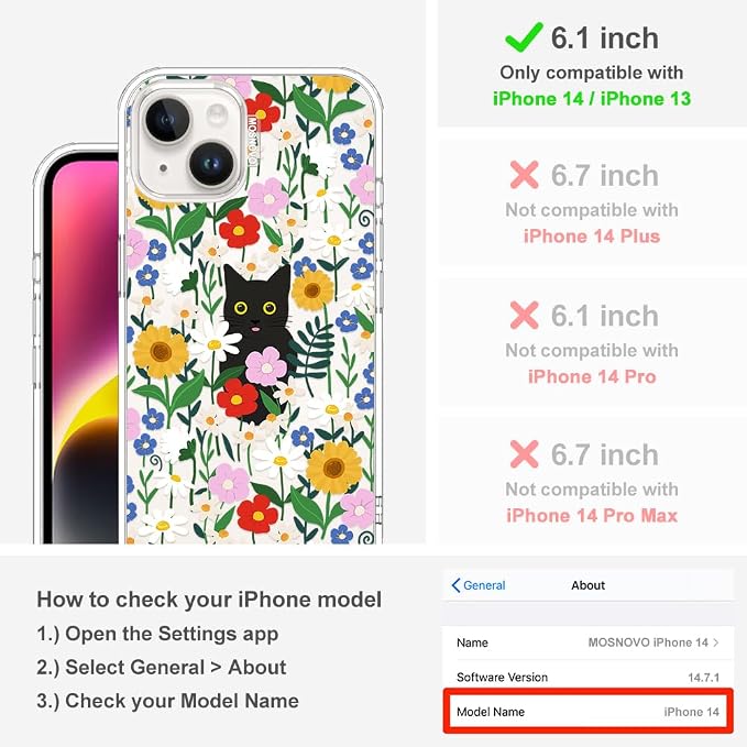 MOSNOVO for iPhone 13/14 Case | Military Grade 6.6ft Drop Tested | Clear - Image 2