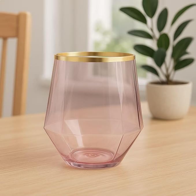 40 count Diamond Unbreakable Stemless Plastic Wine Champagne Whiskey Glasses - Image 3