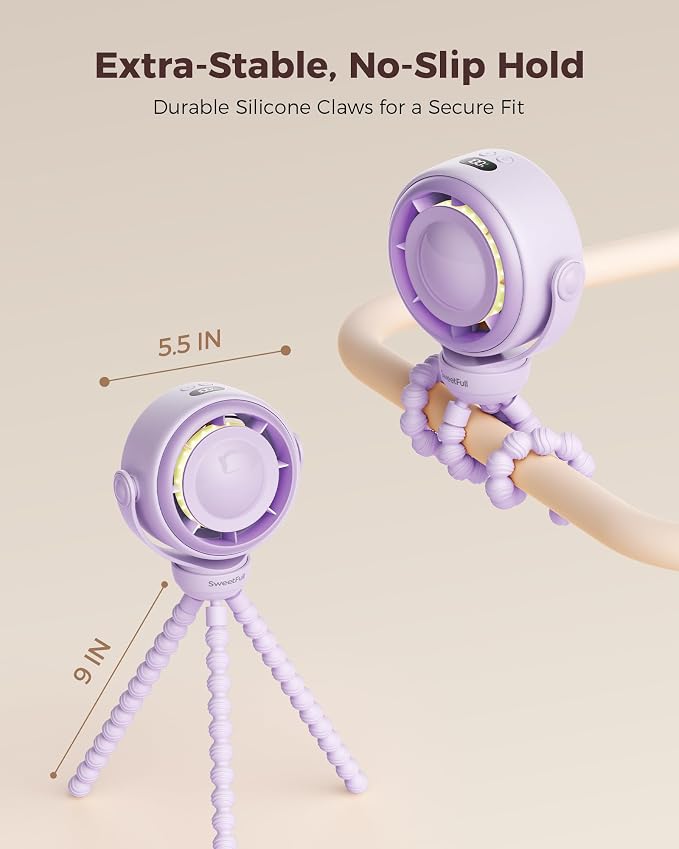 SWEETFULL Baby Stroller Fan - 4000mAh Rechargeable 4-Speed Quiet - Image 7