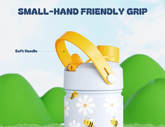 12 oz Insulated Water Bottle for Kids: 2-in-1 Straw Spout Lid, Spill-proof - Image 6