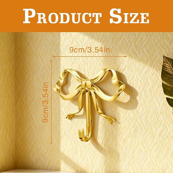 2 Pcs Gold Bow Wall Hooks - Image 7