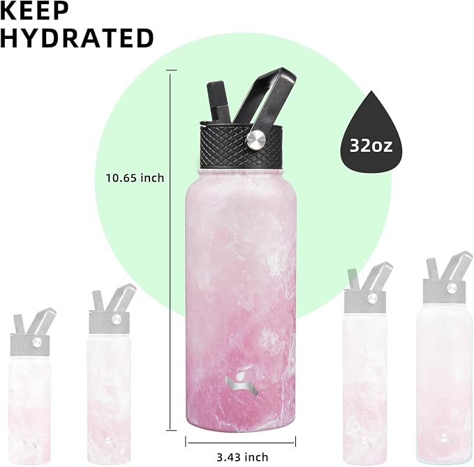 Konokyo 32 oz Insulated Water Bottle Stainless Steel Sport Bottles - Image 5