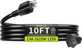 16/3 Black Extension Cord 10 FT, Indoor Extension Cord by Seeklyze