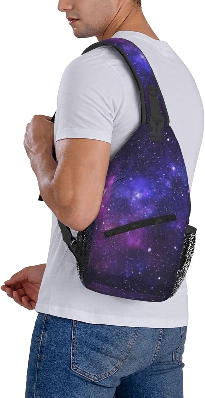 Galaxy Crossbody Sling Bags for Women Men Abstract Blue Nebula Beautiful Night - Image 7