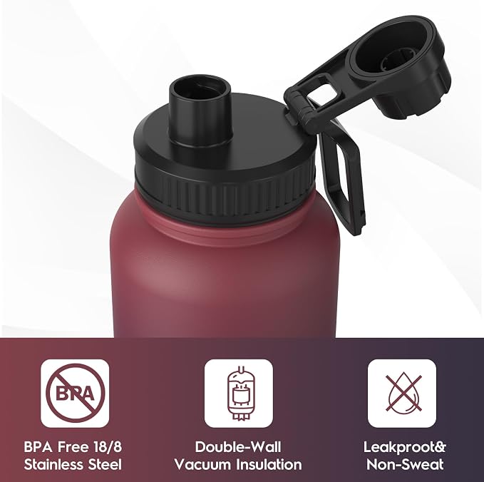 Navigate 32 oz Insulated Stainless Steel Sports Water Bottle - Image 4