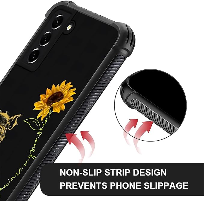 for Samsung Galaxy S21 Plus Case, Pig Sunflower Yellow Sunshine Pattern Graphic - Image 4