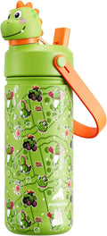 POWCAN 18 oz Kids Stainless Steel Water Bottle: 2-in-1 Straw Spout Lid by POWCAN