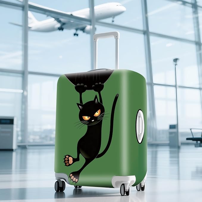ANNA QUEEN Black Cat Hanging Cartoon Luggage Cover, Cute Stretchable Suitcase - Image 9