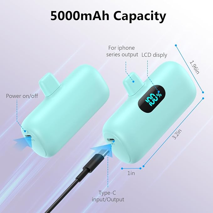 Mini Portable Charger for iPhone, 5000mAh PD Fast Charging Battery Pack - Image 6