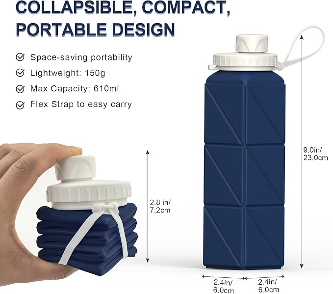 BEAUTAIL Collapsible Water Bottles 20.6oz, Silicone Foldable Portable Travel - Image 3