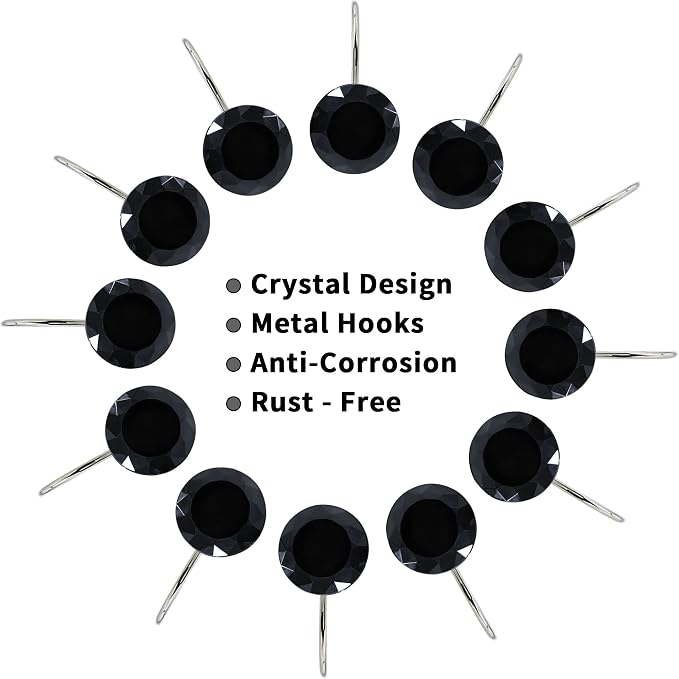 MitoVilla Black Shower Curtain Hooks Rings, Metal Shower Hooks - Image 4