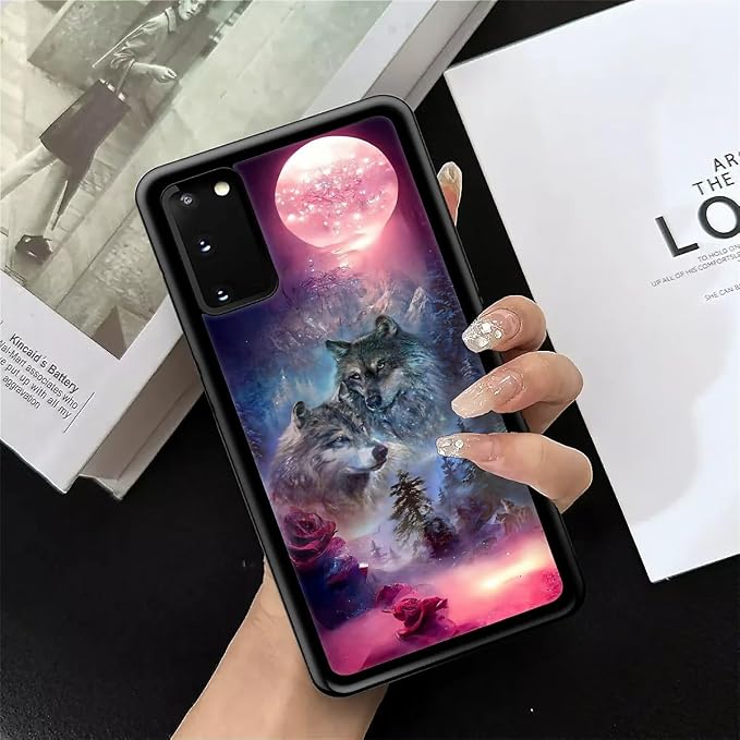 for Samsung Galaxy S20 Case, Star Two Wolfs Howling Pattern Graphic Design Girl - Image 7