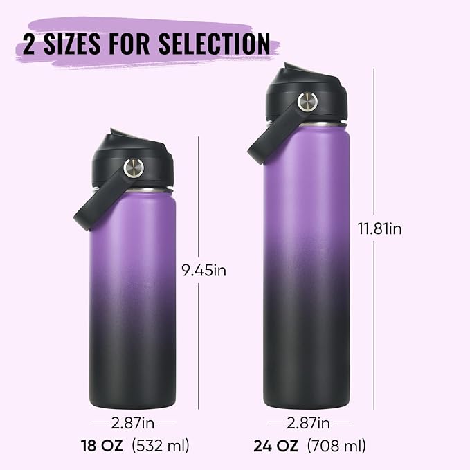Fijinhom 24oz Insulated Stainless Steel Water Bottle, Wide Mouth Double Wall - Image 2