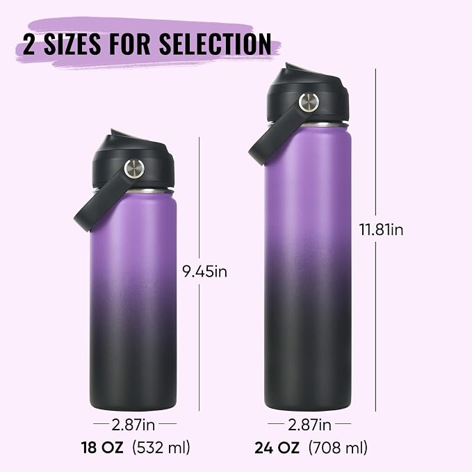 Fijinhom 18oz Insulated Stainless Steel Water Bottle, Wide Mouth Double Wall - Image 3