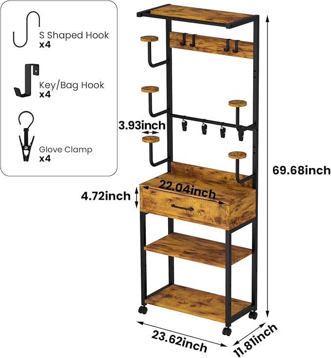 Kikihouse Freestanding Floor Mounted Helmet & Gear Storage Rack, Adjustable - Image 3