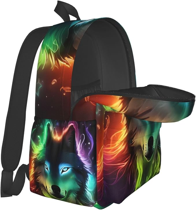 cfpolar 17 Inch Backpack Galaxy Colorful Wolf Laptop Bag Shoulder Bag School - Image 8