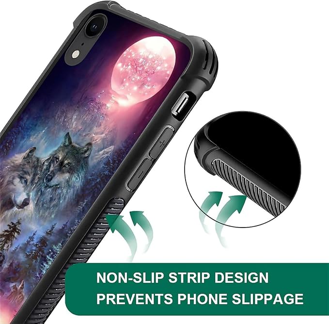 for iPhone XR Case, Star Two Wolfs Howling Pattern Graphic Design Girl Boy Soft - Image 5
