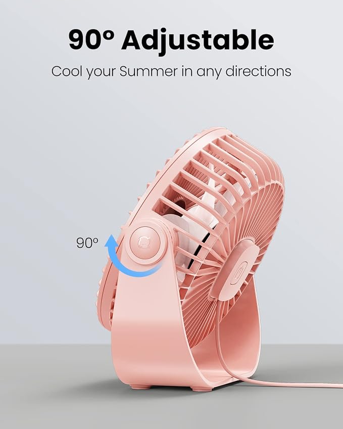 Gaiatop USB Desk Fan, 3 Speeds Strong Airflow, 5.5 Inch Portable 90° Rotate - Image 5