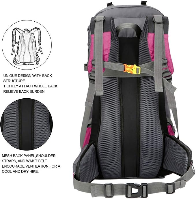 Bseash 60L Waterproof Hiking Camping Backpack - Image 7