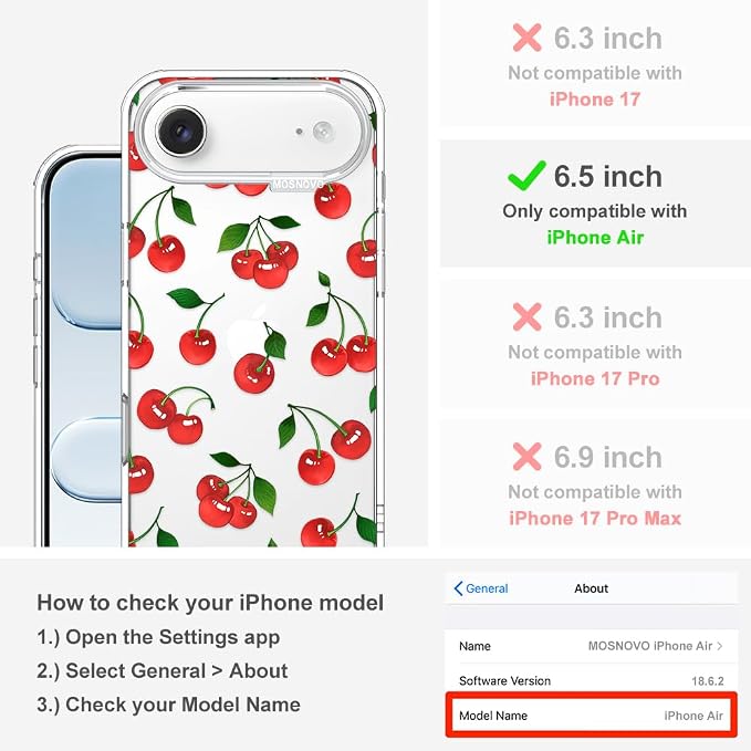 MOSNOVO for iPhone Air Case | Military Grade 6.6ft Drop Tested | Camera Control - Image 2