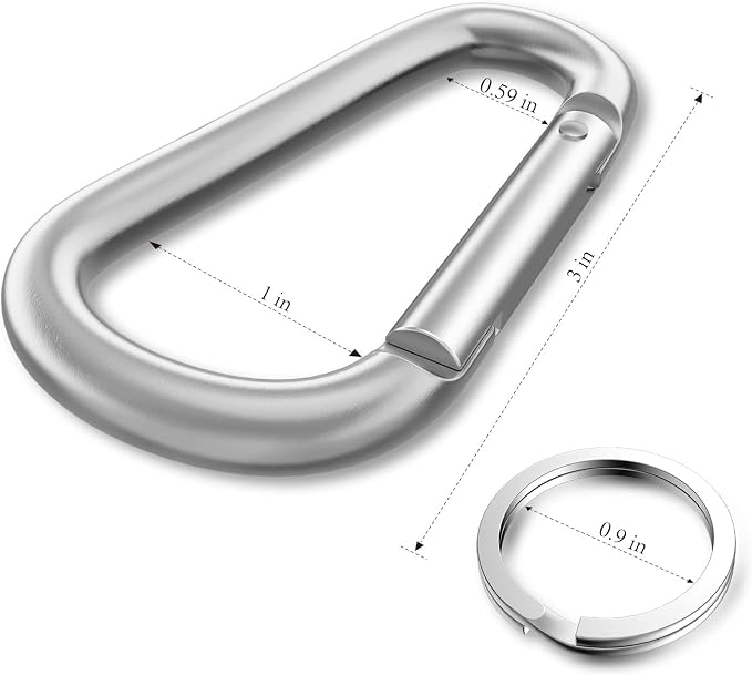 Carabiner Keychain Clip -3" Aluminum Carabiner D Ring, Caribeener Clips - Image 4