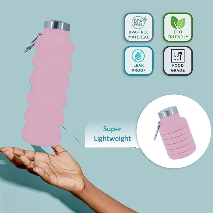 Collapsible Water Bottles 17oz, Odorless BPA-Free Silicone, Leak-Proof Foldable - Image 4